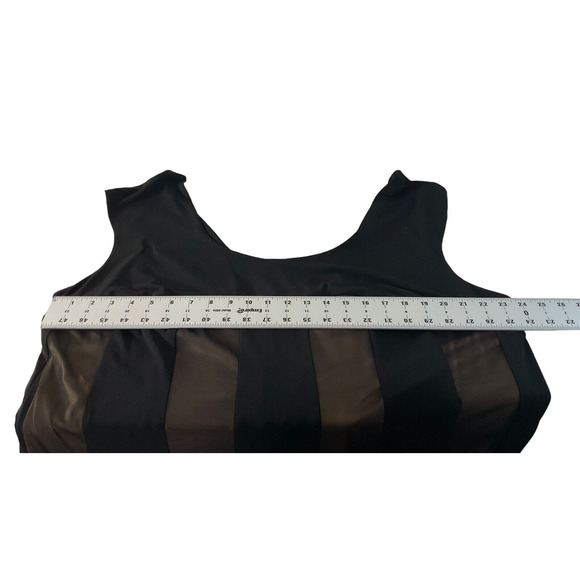 Connected Woman Black Dress 24W Scoop Back Contrasting Panel A-line Elegant - Picture 3 of 10